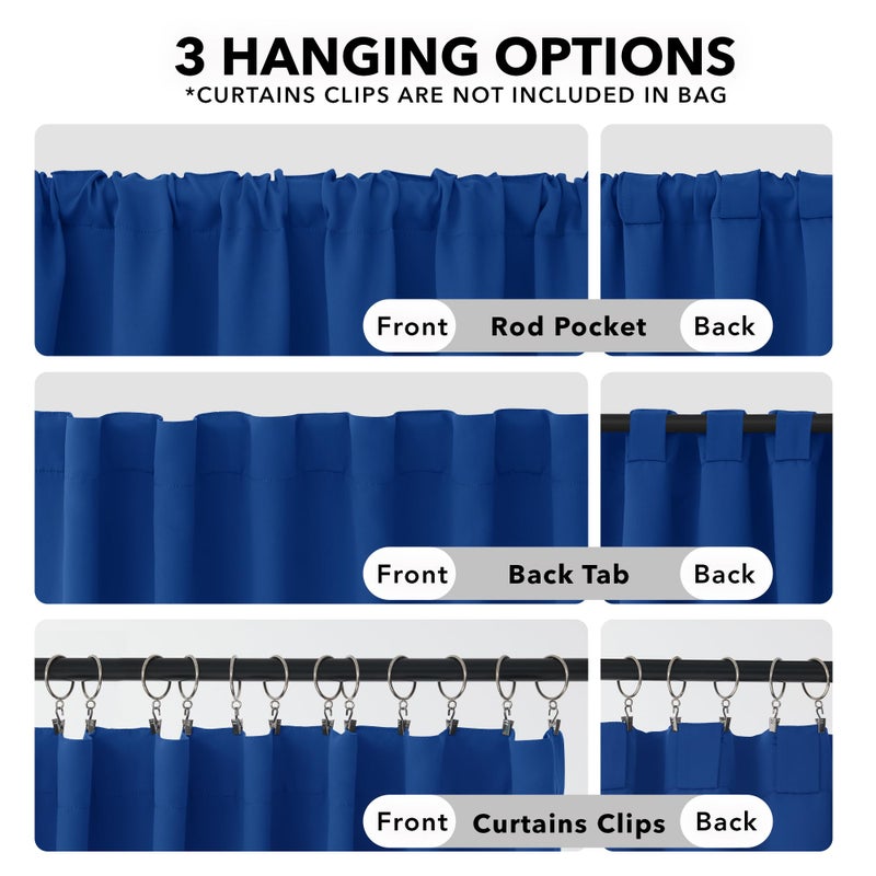 Deconovo Blackout Curtains for Bedroom, Royal Blue Thermal Insulated Drapes 84 Inches Long, Back Tab and Rod Pocket Room Darkening Window Curtains, 42W x 84L Inch, 2 Panels - Image 2